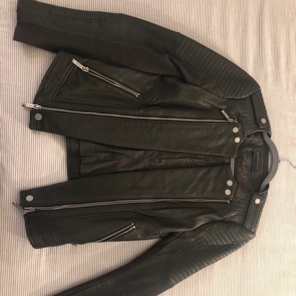 BCBGMAXAZRIA Hunter Green Leather Jacket SMALL - Picture 2 of 4